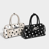 Dotcore Polka Dot Glossy Leather Boston Bag