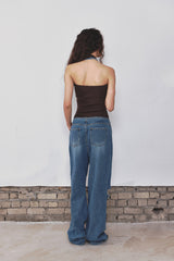 STUD HALTER TANKTOP - CHOCO BROWN