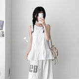 hem frill sleeveless flare layered inner top (4 colors)