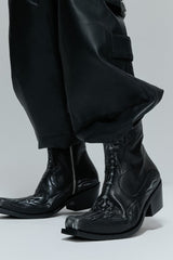 Embossed Spine Leather Chelsea Boots