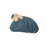 13DE MARZO Denim Cuffed Beret Hat