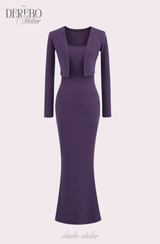 Violet Sleeveless Long Dress Cardigan Set (LONG)