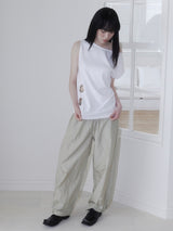 NYLON STUD PINTUCK PANTS (SAND BEIGE)