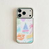 seaside palette silver glossy glass phone case