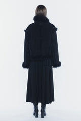 LUNA BELTED SHEARLING JACKET black