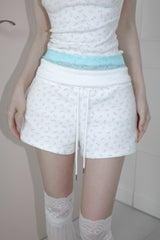 [MADE] Coquette Lace Shirred Fold-Over Shorts