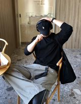 Bias Incision Washed Semi Wide Cargo Pants