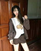 poning balloon fit shirring cotton short pants ( belt set )