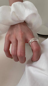 Silver ethnic pattern ring