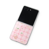[MADE]Peach Check MagSafe Glass Bumper Phone Case for ZFlip