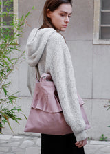 Washing Cotton Ruffle Hand&Cross Bag_Peach