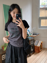 スポーティーラグランカラー半袖Tシャツ (4color)