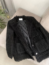 IFクラシックオーバーサイズツイードキルテッドジャケット