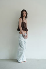 Tie satin blouse_brown
