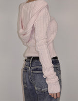 Cable V-Neck Hooded Knit