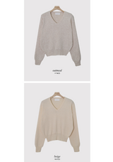 Simple Basic V-neck Knit (10color)