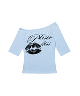 PLASTIC KISS ONE-SHOULDER TOP (SKY BLUE) F26QB051