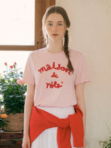 MAISON DE ROLA エンブロイダリーTシャツ ピンク