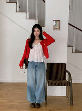 Pastel Linen Motif Round Knit Cardigan (10color)