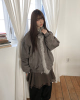 Deuen High-Neck Quilted Faux Fur Suede Shearling Jacket