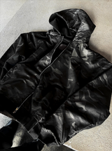Reversible Camo & Deep Black Oversized Zip-up Hoodie