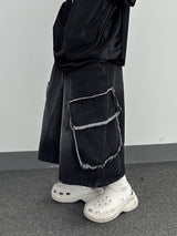 raw-edge cargo bermuda shorts