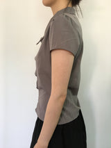 Unbalanced draping blouse (2color)