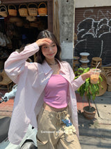 Beauty pink strap sleeveless t-shirt