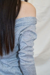 Off-Shoulder Tie Sleeve (Gray)