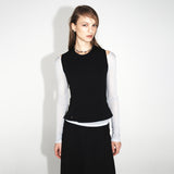 [ULKIN] Backless Double Ribbon Top_Black