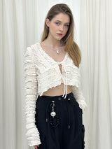 LACE STRAP CARDIGAN / BLACK