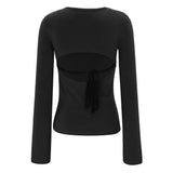 BACK RIBBON LONG SLEEVE-BLACK