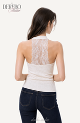 Lady Twist Back Lace Sleeveless Knitwear