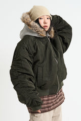 Flight padding fur hood jumper