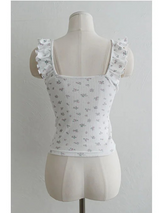 SOFT FLOWER FRILL TOP & MIDI SKIRT SET (IVORY, BROWN 2COLORS!)