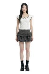 Ruffle Balloon Shirring Mini Skirt 231216236