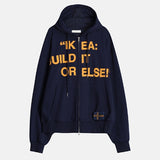 Flag print hoodie zip-up