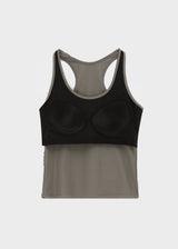 [B-BASIC] Basic Cotton Span Mango Halter Neck Sleeveless (Built-in Cap)
