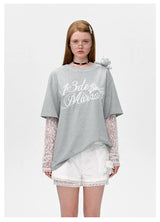 13DE MARZO Bear Layered Lacy T-shirt
