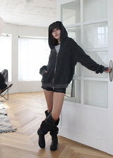 STRIPE WASHING HOOD ZIP-UP (2color)