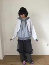 Block Cutout Hoodie Zip-Up
