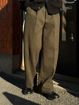 City wool one tuck wide pants