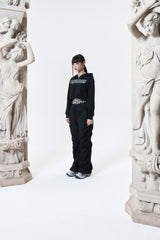 shirring wide banded pants (BLACK)
