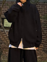 curved high-neck blouson zip-up
