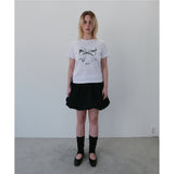メタリックリボンスリムフィットTシャツ - WHITE