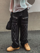 ダイヤステッチダブルニーワイドパンツ