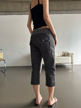 Crime Sleek Hip Button Capri Pants 3color