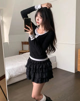 Newz Two-Tone Halter Layered Long Sleeve