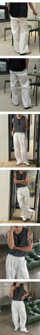 [Unisex] Nylon two tuck rope banding pants(3color)