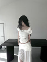 luel lace button short sleeve (2color)